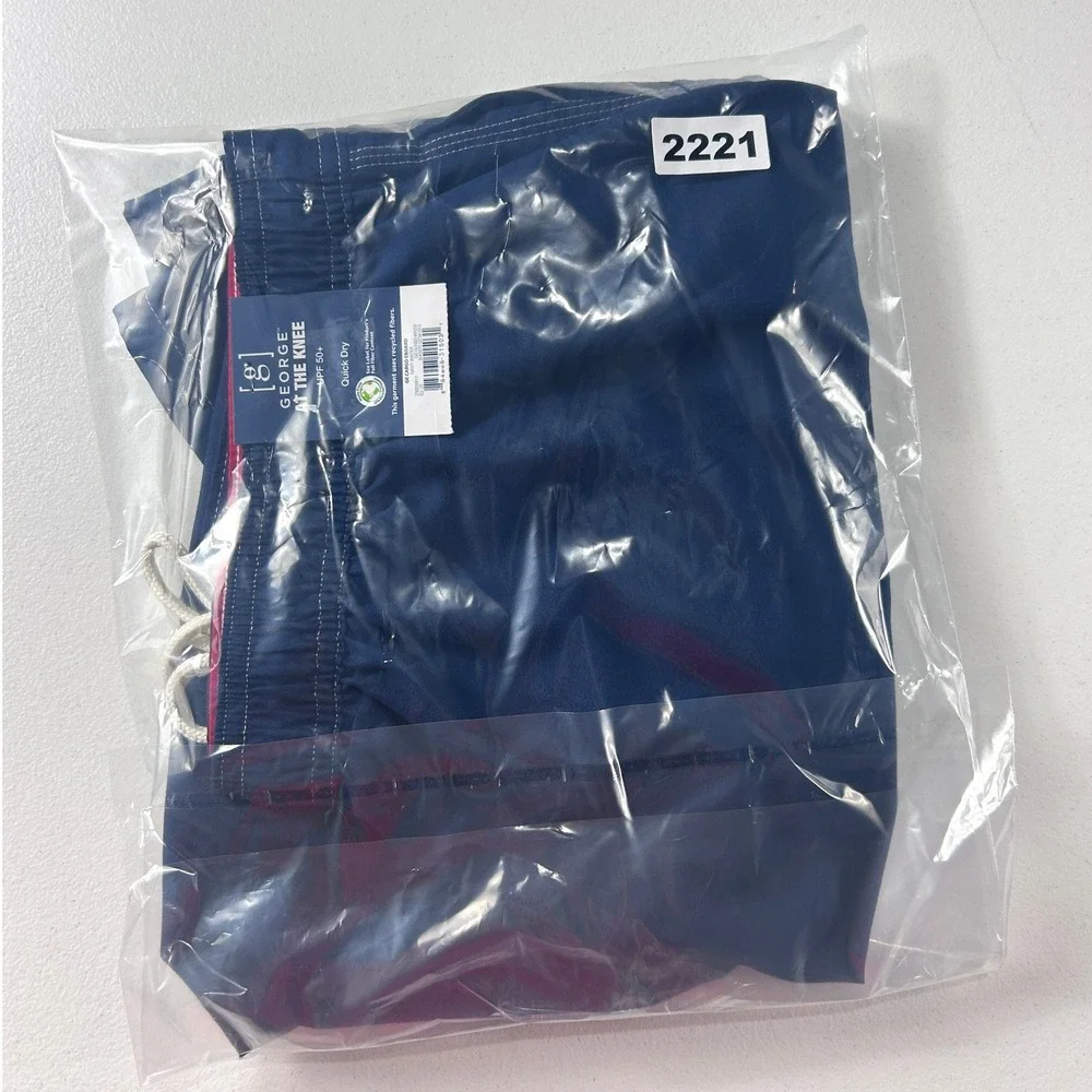 George Mens‎ Navy Blue Cargo Board Shorts Quick Dry UPF 50+ 9 Inch Inseam NWT